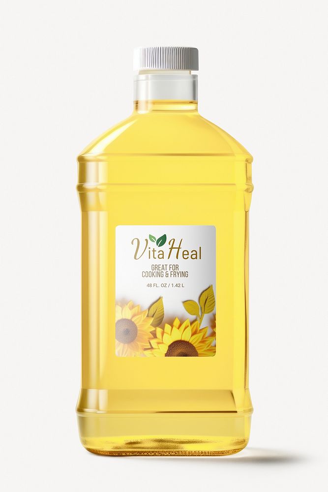 Vegetable oil bottle label mockup psd