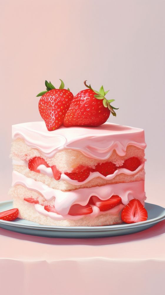 Kawaii strawberry cake dessert fruit cream.