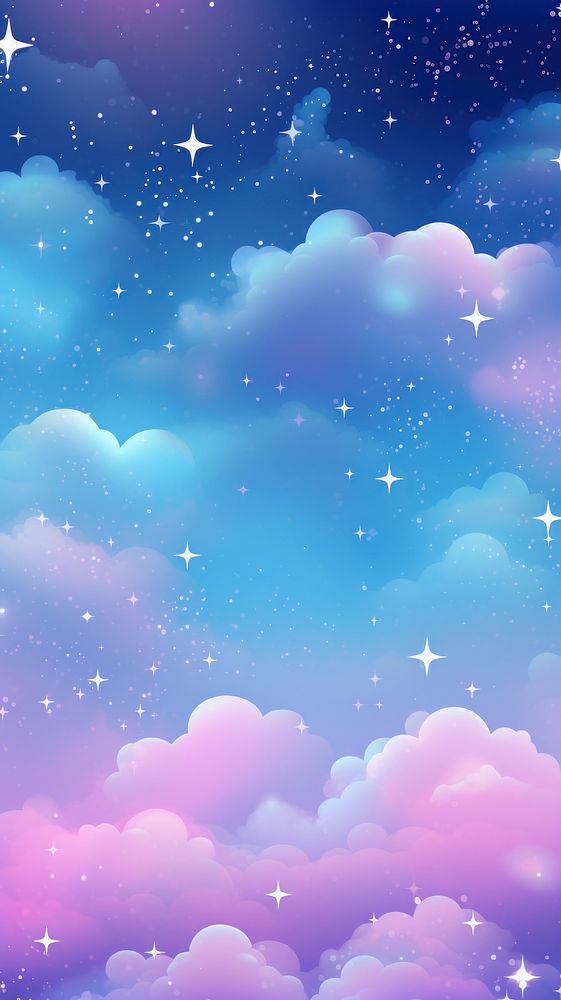 Blue sky with stars and bokeh backgrounds abstract outdoors.