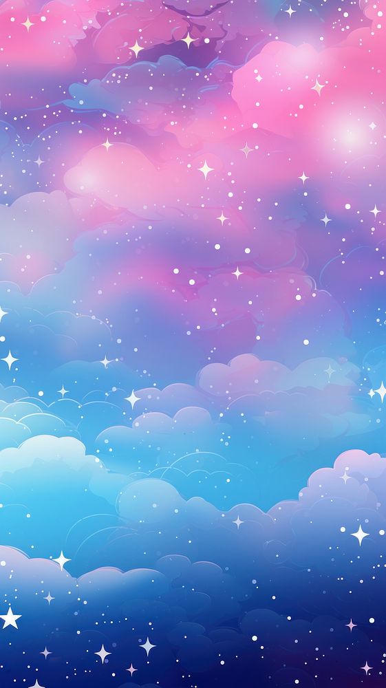 Blue sky with stars and bokeh backgrounds abstract outdoors.