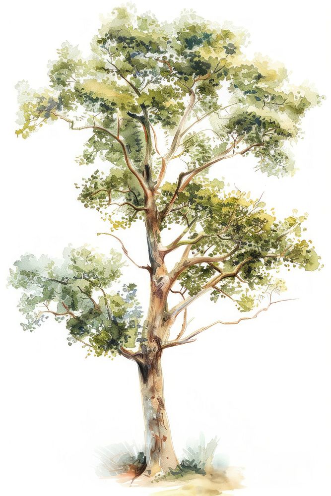 A tree painting plant white background.