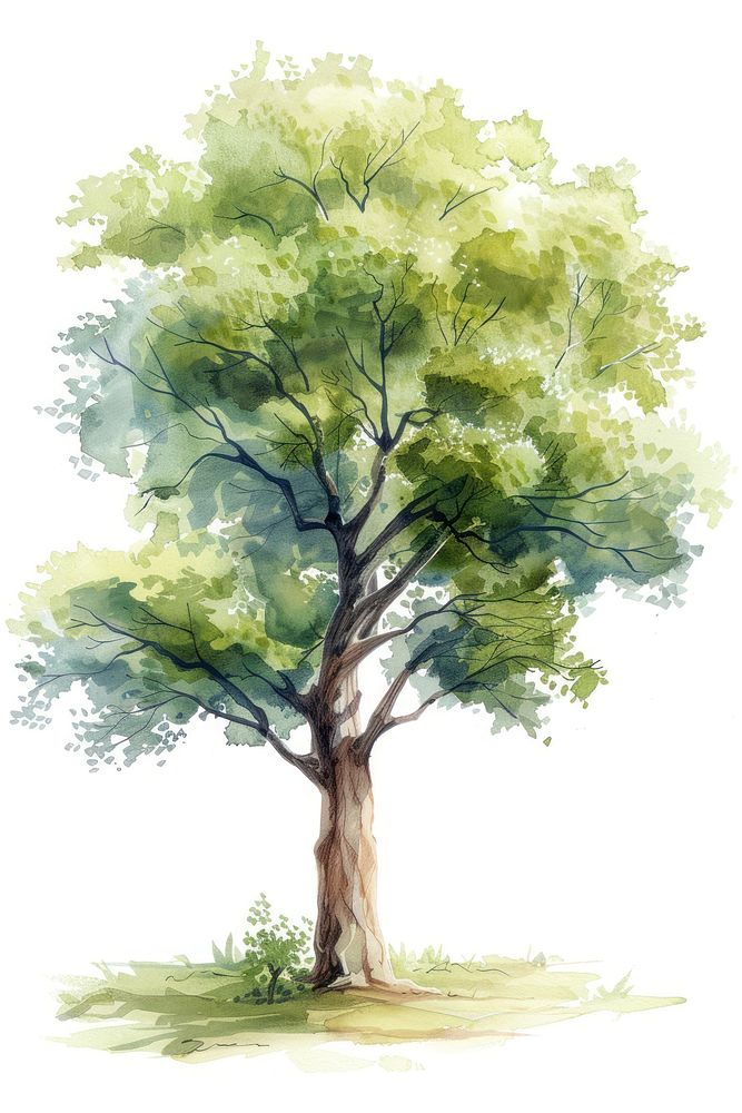 A tree painting plant white background.