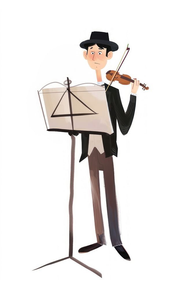 A conductor holding music sheet violin white background concentration.