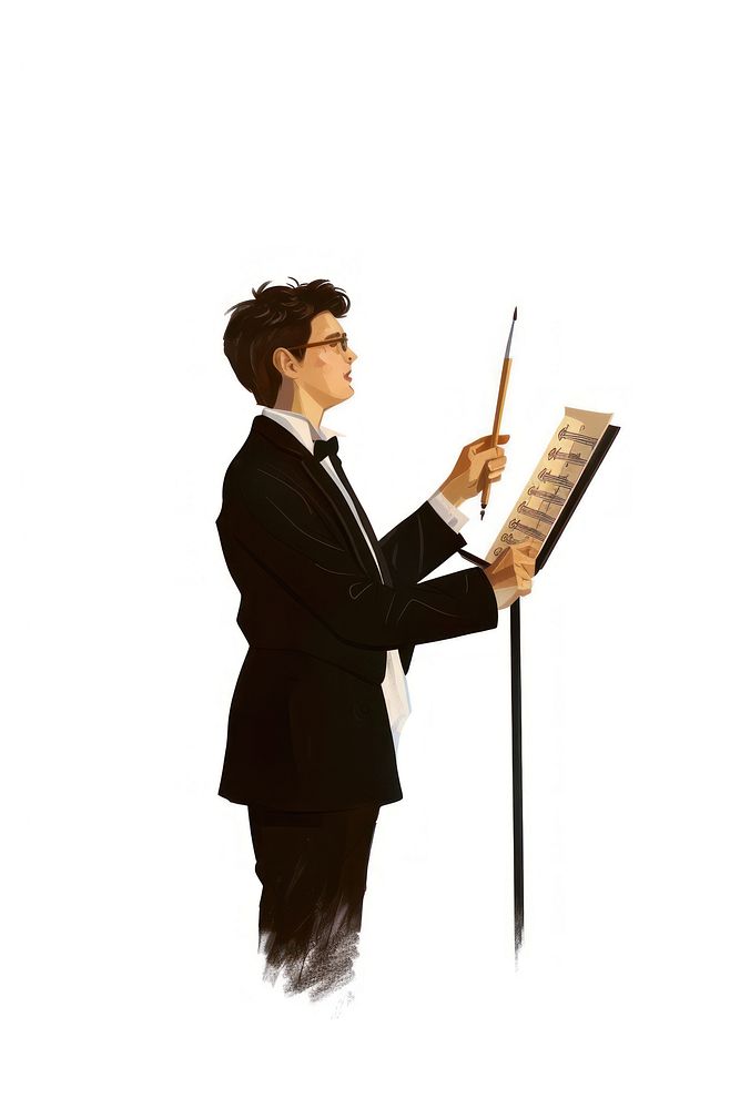 A conductor holding music sheet portrait musician adult.