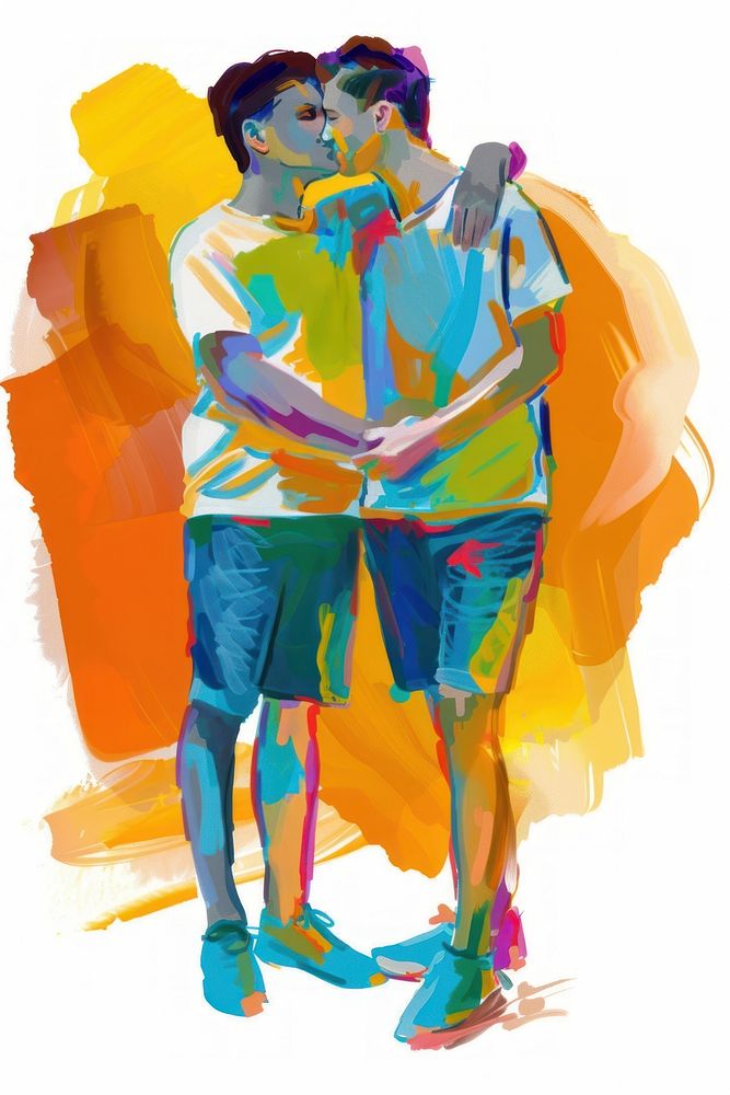 A gay couple painting shorts adult.