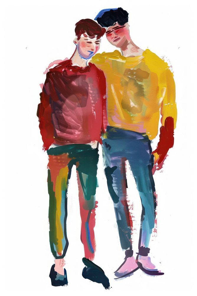 A gay couple painting adult white background.