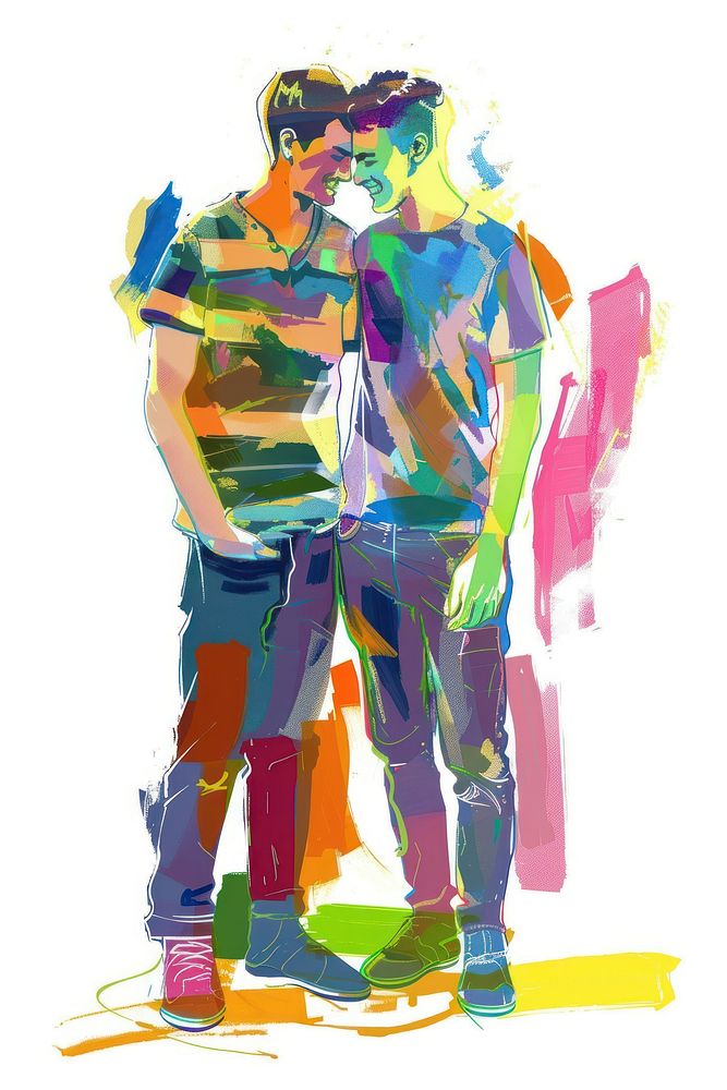 A gay couple painting adult art.
