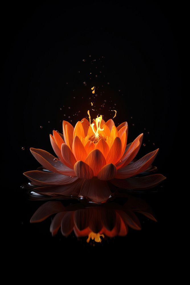 Lotus fire flame flower petal plant.
