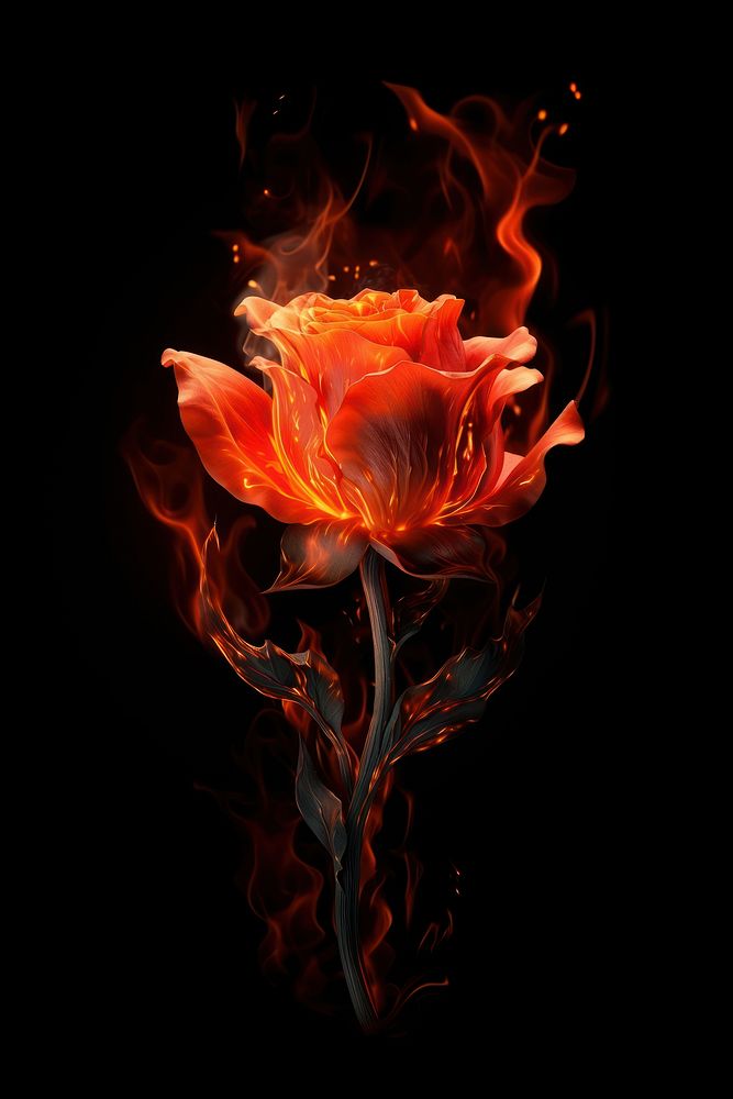 Red rose peony fire flame flower petal plant.