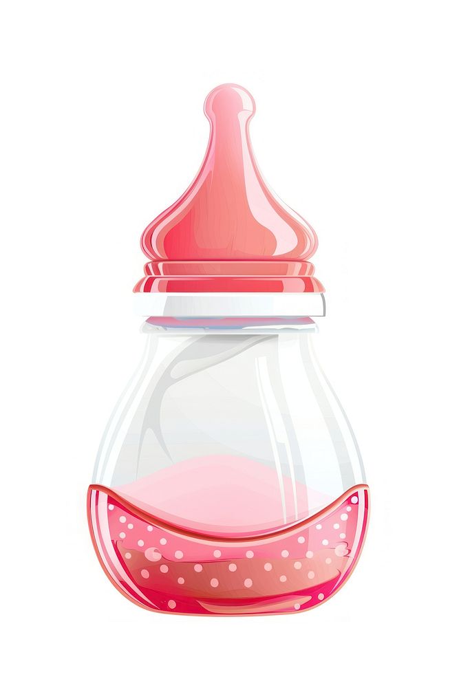 Infant feeding bottle pink jar transparent.