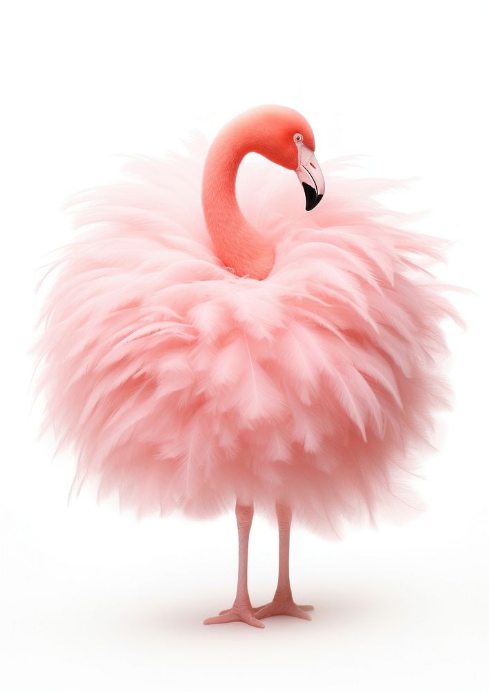 3d render of flamingo fur fluffy animal bird beak.