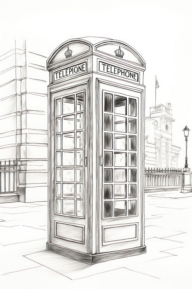 Telephone booth line art architecture | Premium Photo Illustration ...