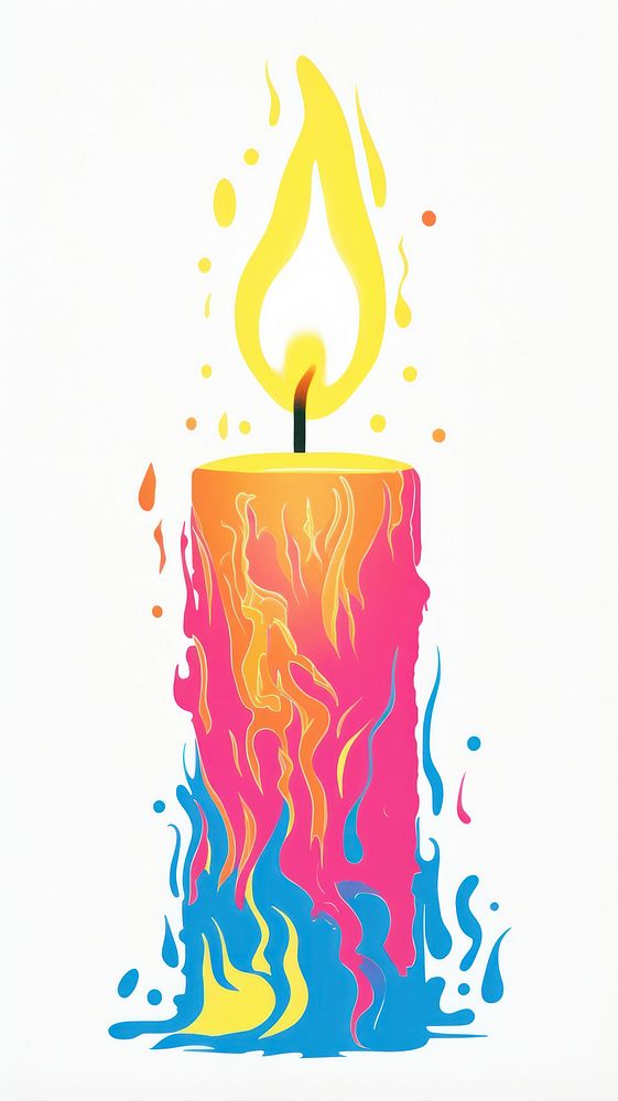 Candle Risograph style fire illuminated anniversary.