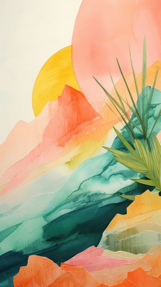 Tropical landscapes abstract painting outdoors.