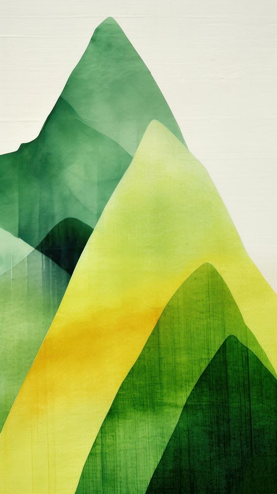 Abstract mountain painting green.