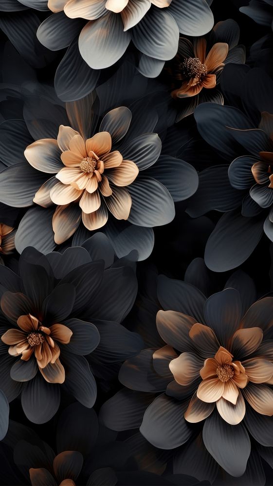 Black flowers wallpaper pattern plant backgrounds.