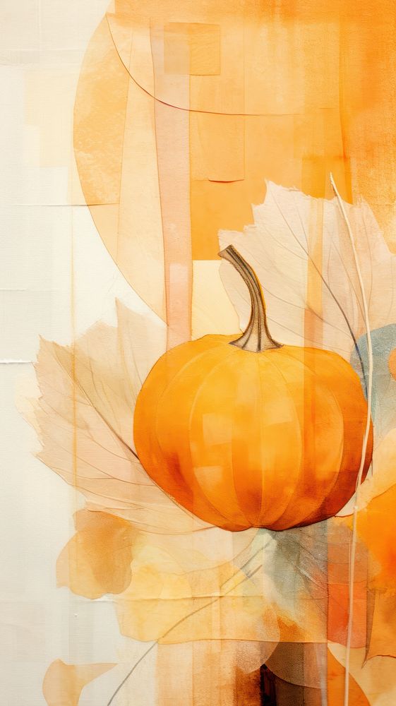 Pumpkin vegetable abstract painting.