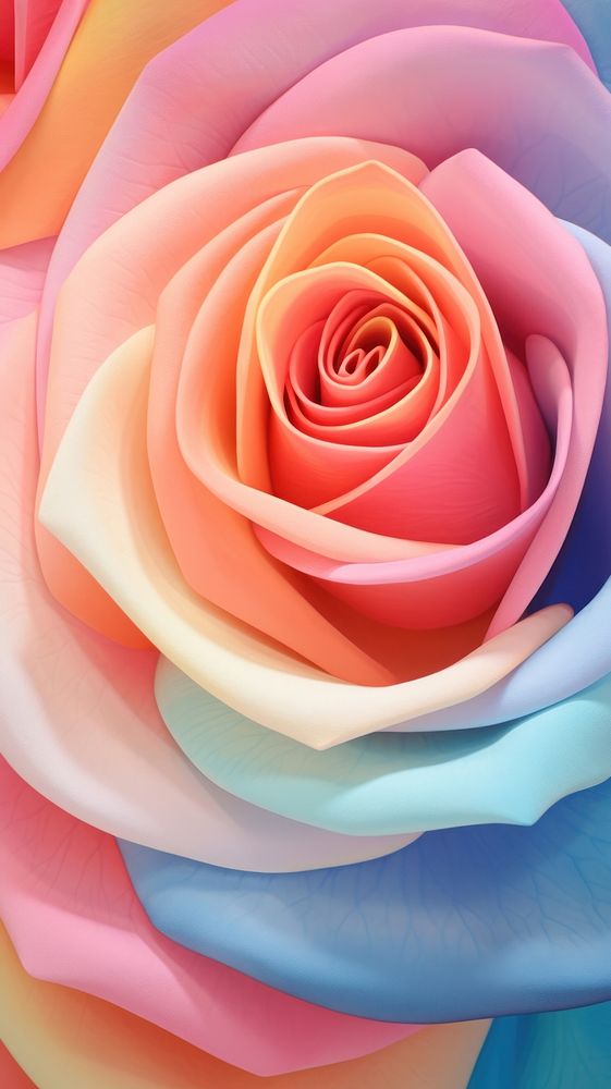 Rainbow rose abstract flower shape.
