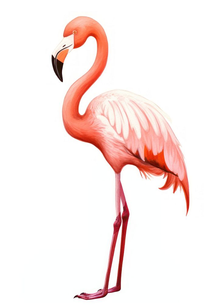 Digital paint illustration of flamingo animal bird beak.