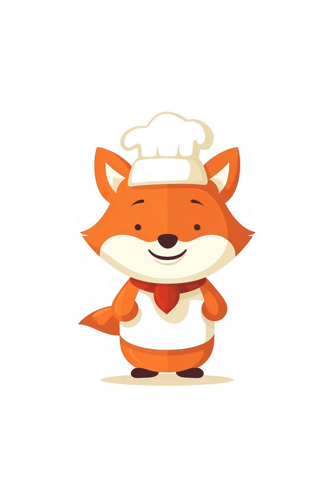Fox cooking vector illustration cartoon white background standing.