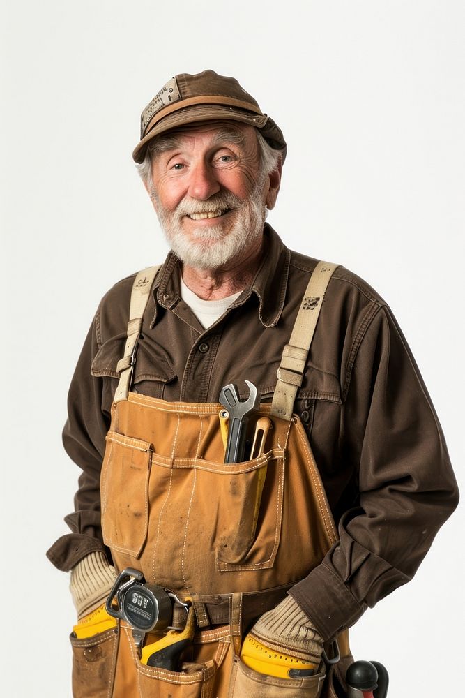 Older man adult smiling white background protection.