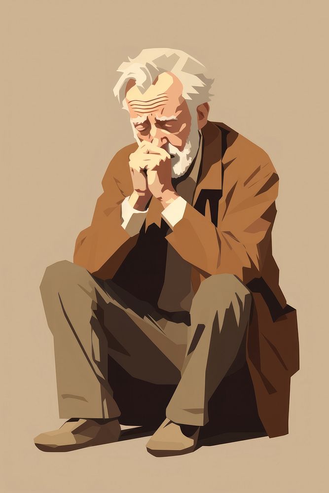 Old man crying sitting portrait adult.