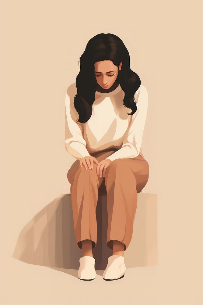 Woman depressed sitting adult art.