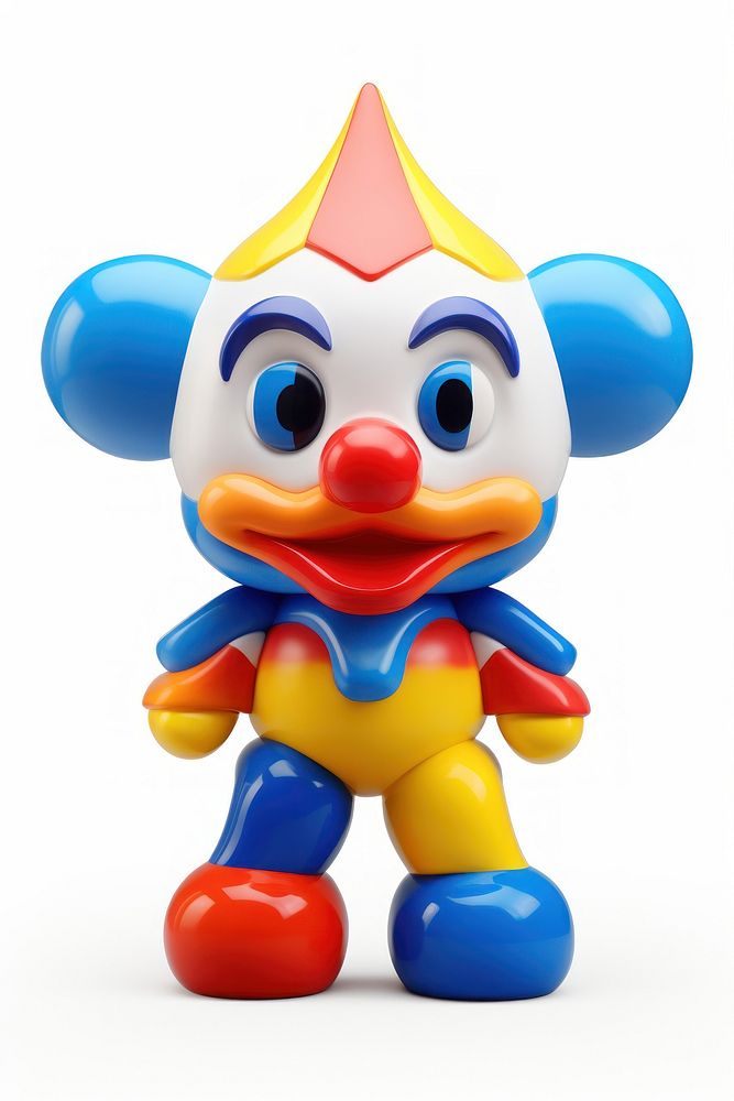 Colorful clown cute toy white background.