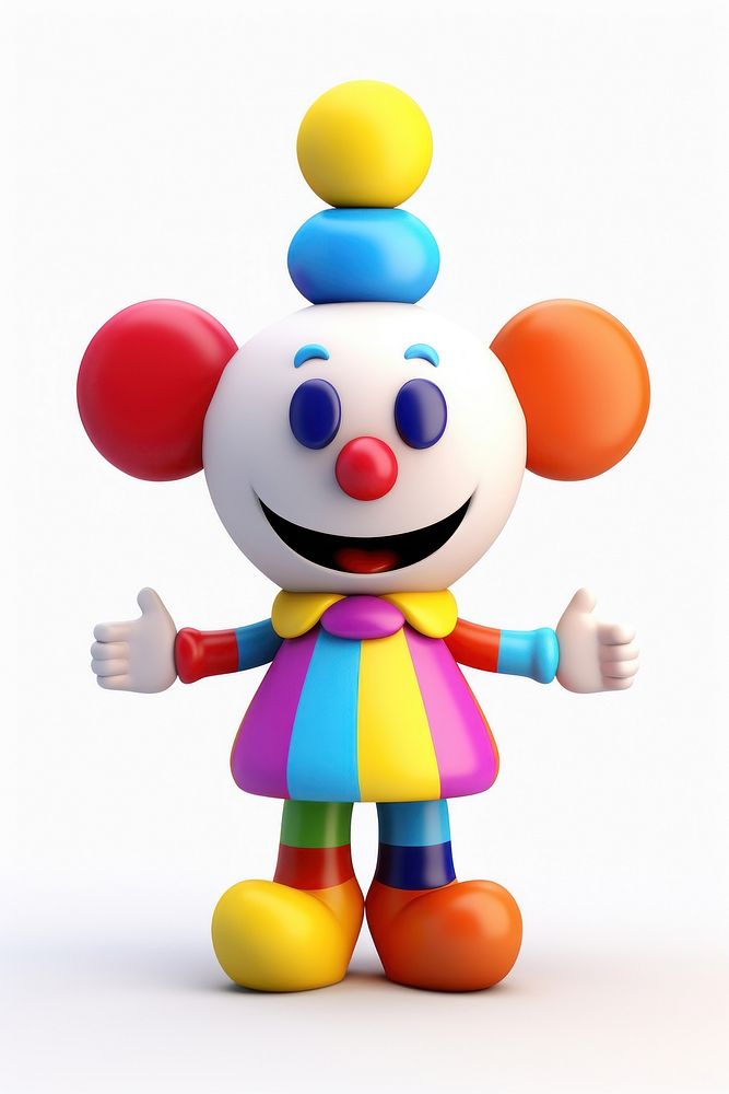Colorful cute clown character white background representation celebration.