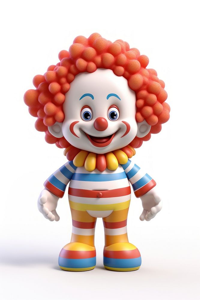 Cute clown toy white background representation.