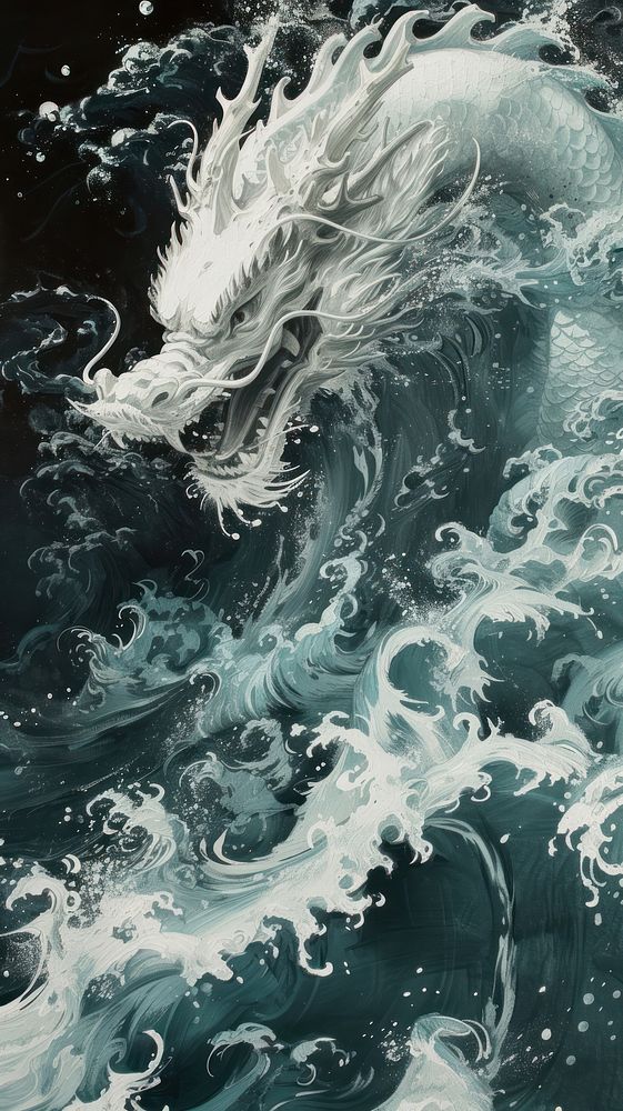 White dragon nature ocean wave.