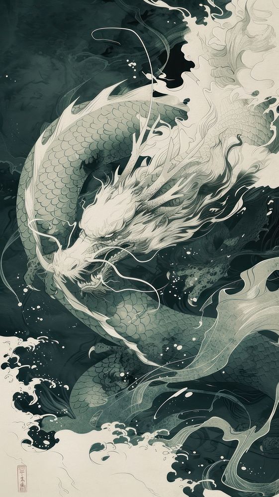 White dragon art creativity monochrome.
