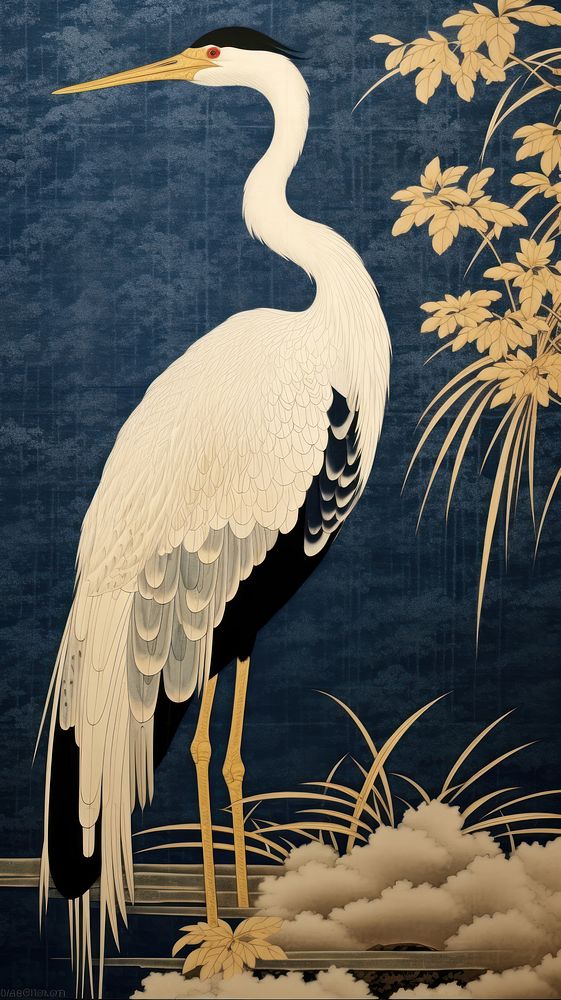 Elegant japanese crane animal heron stork.