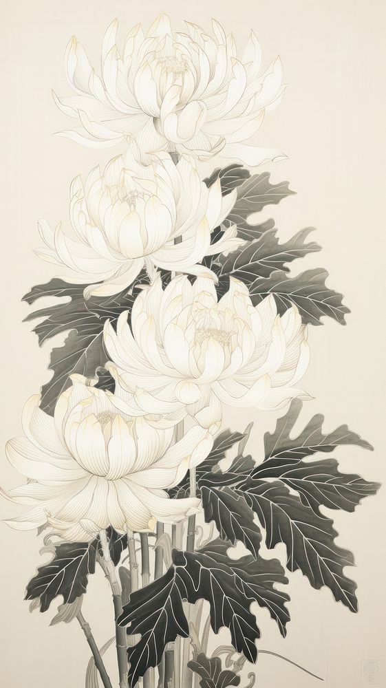 Elegant japanese lotus art painting pattern.
