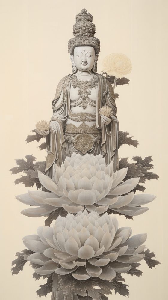 Elegant japanese lotus art representation spirituality.