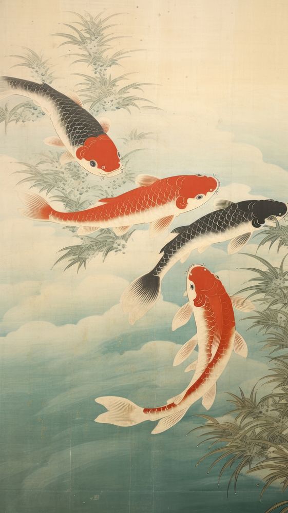 Koi pond painting animal fish.