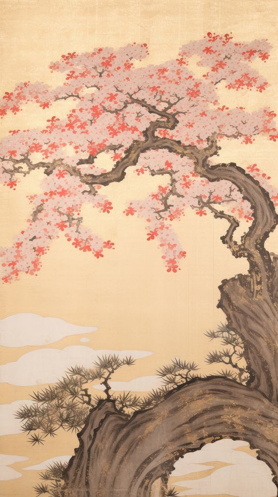 Japanese sakura art backgrounds painting.