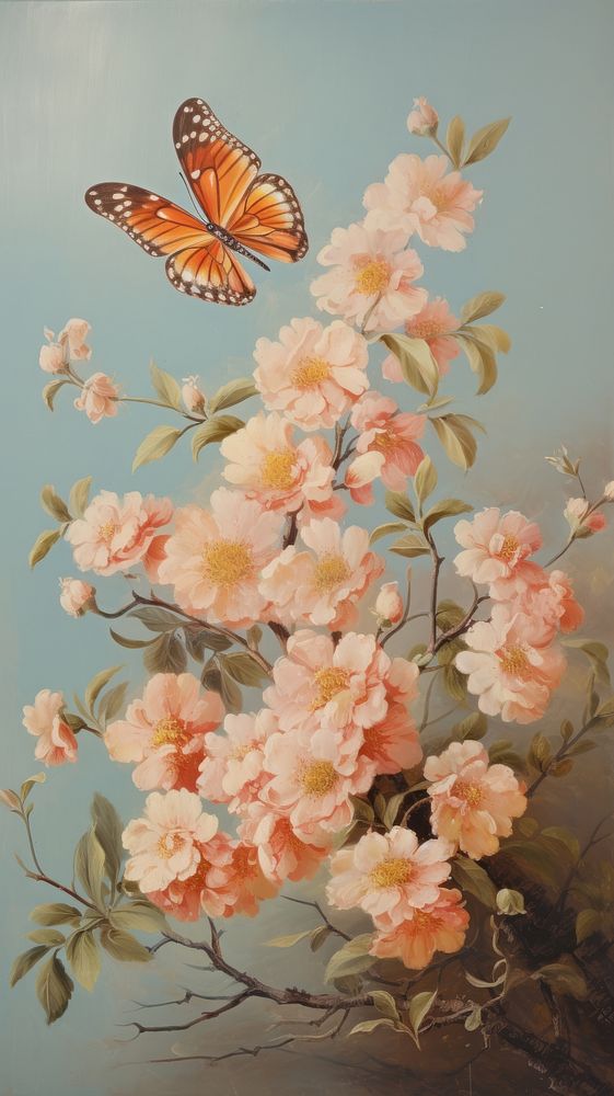 Butterflies and flowers painting butterfly insect.