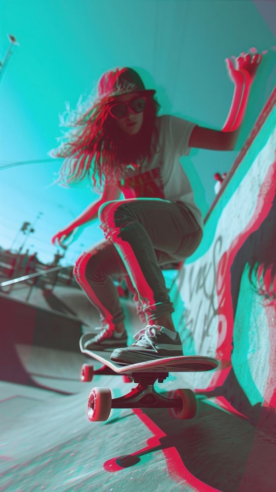 Skateboard skateboarding red skateboarder.