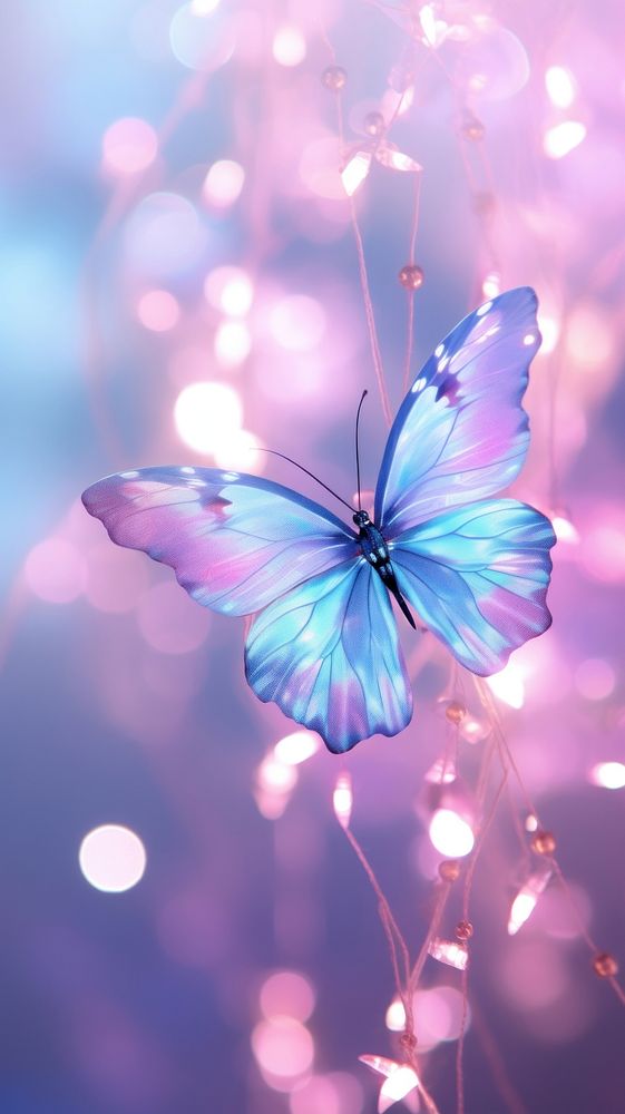 Blue and pink butterfly jewerly outdoors nature flower.