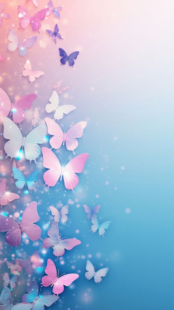 Butterflies in aesthetic glitter style backgrounds outdoors purple.