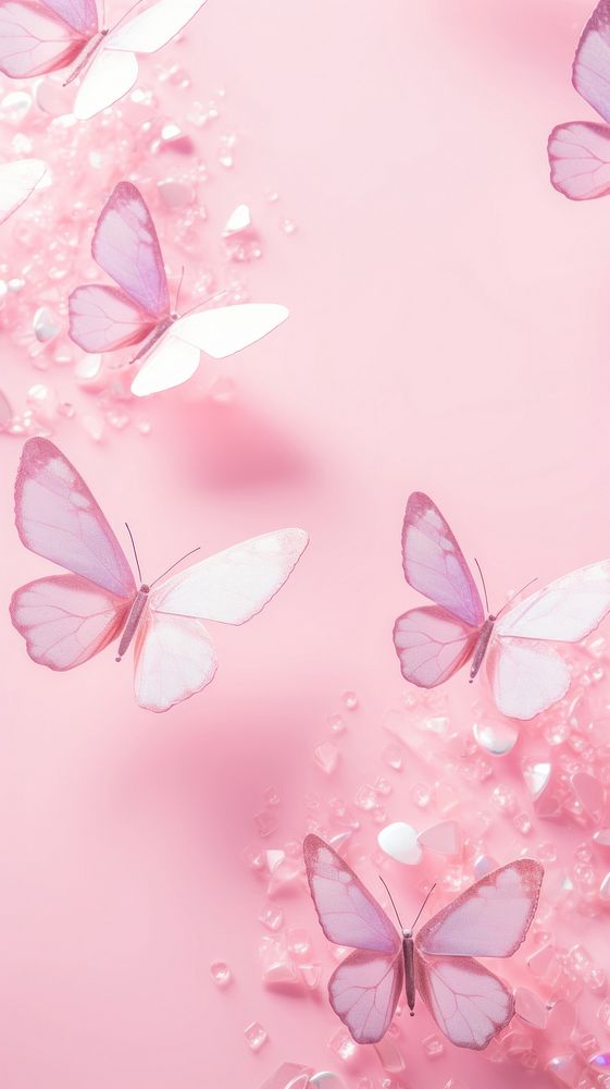 Butterflies in aesthetic glitter style backgrounds flower petal.