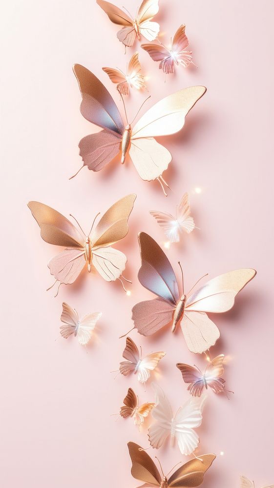 Butterflies in aesthetic glitter style butterfly insect petal.