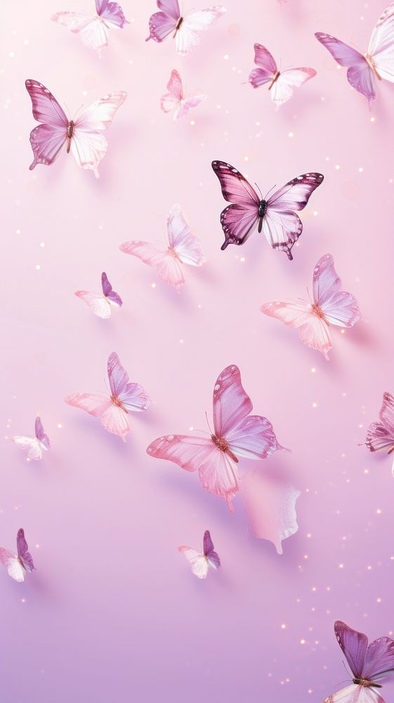 Butterflies in aesthetic glitter style outdoors nature petal.