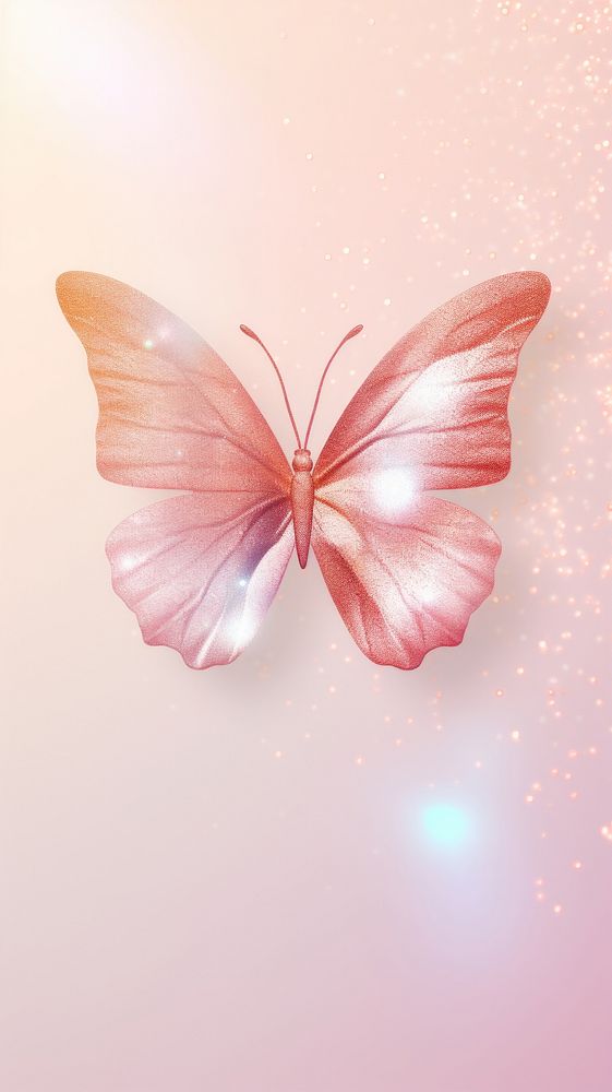 Butterfly in aesthetic glitter style animal insect petal.