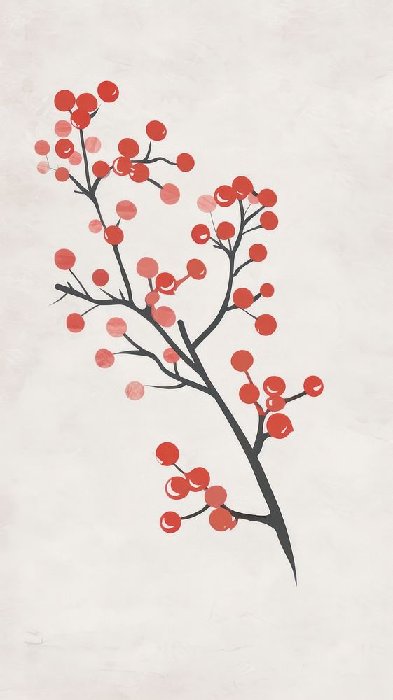Christmas berries branch illustration pattern plant paper.