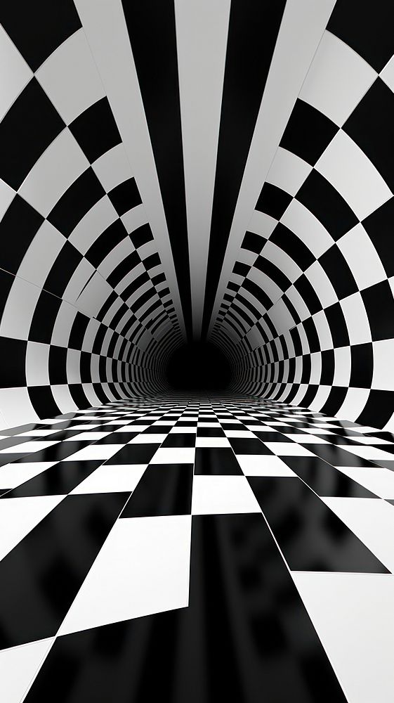 Checked pattern architecture tunnel black.