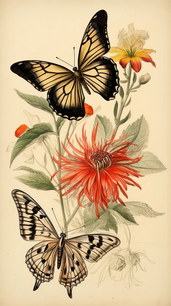 A butterflies and flower butterfly pattern animal.
