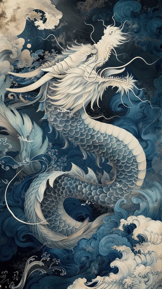 Dragon floating art representation backgrounds.