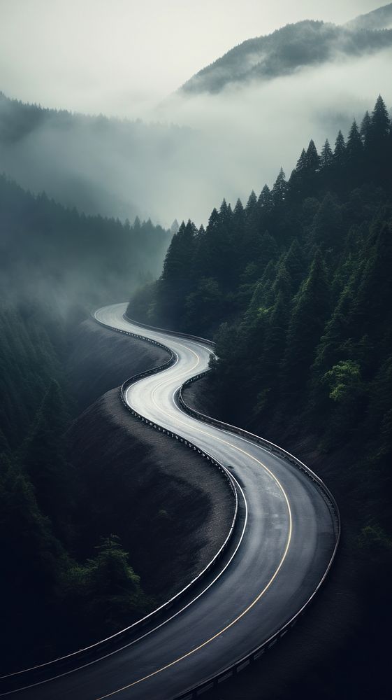 Cool wallpaper curve road forest outdoors mountain.